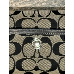 Vintage Coach Signature C Jacquard Trifold Wallet Black Leather Long Checkbook thumbnail 3