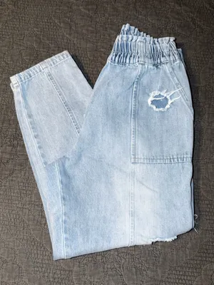Easel Paperbag Distressed Jeans-Light Blue Women’s Size-M thumbnail 5
