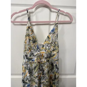 Abercrombie & Fitch Plunge Linen Blend Maxi Dress in Tropical Print, XS thumbnail 7