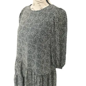 Zara Black White‎ Polka Dot Tiered Ruffle Mini Dress Puff Sleeve Size S thumbnail 5
