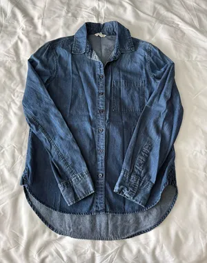 Aeropostale Dark Blue Chambray Button Up Shirt thumbnail 1