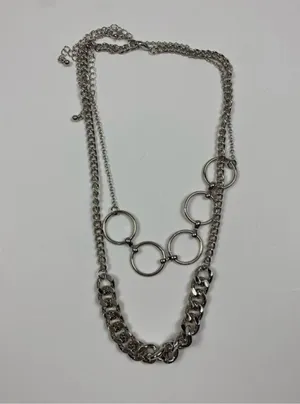 Hot Topic Silver Costume Chain & O-Loop Layered 2 Piece Necklace Set NWT New thumbnail 3