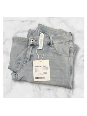 HALARA Flex™ Asymmetric Low Rise Zipper Pockets Baggy Wide Leg Jean Light Azure thumbnail 8