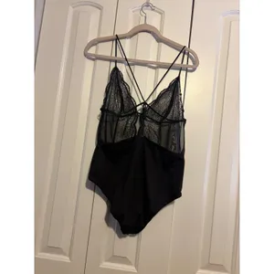 Calvin Klein Black Lace Mesh Strappy Teddy Bodysuit L XL thumbnail 3