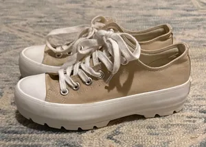 Sincerely Jules Vasco Tan and White Platform Sneakers Size 6.5 thumbnail 1