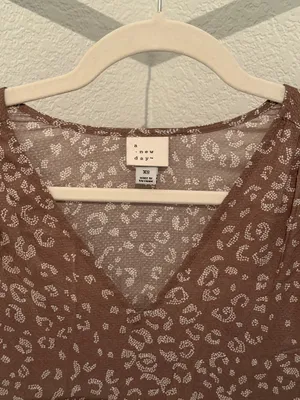 A New Day brown leopard print maxi dress with ruffle sleeves and V-neckline, size XS thumbnail 2