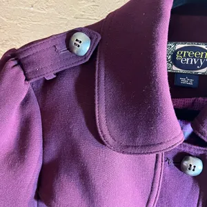 Rich Purple Structured Trench Coat with Military Design and Wide Lapel thumbnail 7