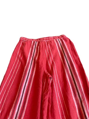 Urban Outfitters Red Striped Wide Leg Linen Pants Cargo Bohemian X-Small Women's thumbnail 9