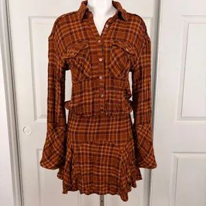 Free People Milo plaid long sleeve mini dress thumbnail 2