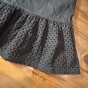 Free People Calico Trapeze Dress Medium Black Eyelet Cotton Mini Ruffle Summer thumbnail 4