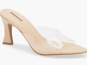 Abound Heels Women 7.5 Tan Good Clear PVC Strap Sculpted Block Heel Pointed Toe thumbnail 1