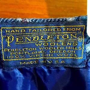 Pendleton vintage skirt blue plaid a-line with side zipper and hook closure. thumbnail 3