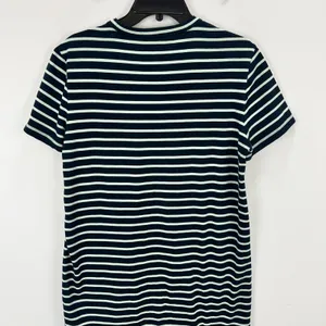 Madewell Mini Tee Dress Dark Navy Crewneck Striped Cotton Relaxed Large NWT thumbnail 13