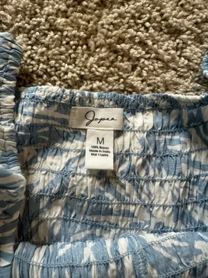 Japna blue floral blouse with ruffle sleeves thumbnail 4