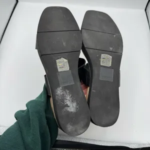 Dolce Vita Paci Black Leather Double Strap wood Wedge Sandals boho chic size 9.5 thumbnail 2