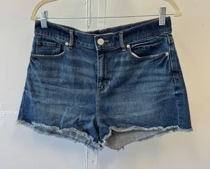 LOFT High Rise Raw Hem Denim Shorts Dark Wash Blue Size‎ 6 28 Summer Casual thumbnail 1
