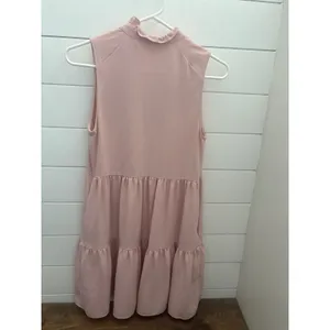 Amanda Uprichard Pink Ruffle V-Neck Tiered Sleeveless Mini Dress XS Blush thumbnail 2