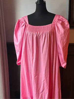H&M Pink Puff-Sleeve High-Low Maxi Dress large thumbnail 4