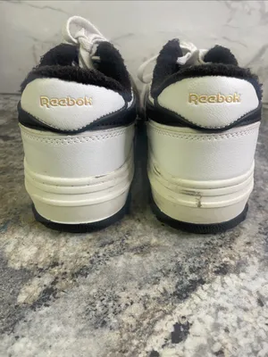 Reebok White and Black Court-Style Leather Sneakers thumbnail 5