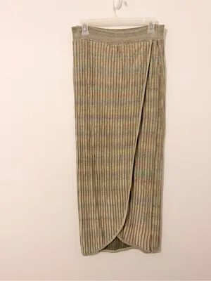 SET Anthropologie Daily Practice Knit Top And Skirt Green Ribbed Size Large L thumbnail 5