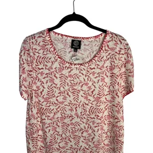 Bobeau Womens Floral Print Knit Top Scoop Neck Short Sleeve Ivory Size L thumbnail 3