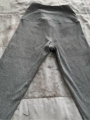 Strut This High-Rise ribbed Gray Flare Lounge Pants, size S Made in USA lounge thumbnail 12