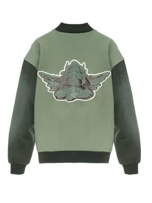 Boys Lie B Shock Olive Green Two-Tone Varsity Jacket with Red Patch thumbnail 3