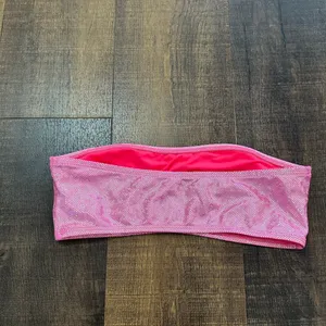 Dippin Daisy Metallic Pink Bandeau Bikini Swim Top Women’s Medium thumbnail 4