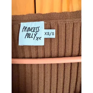 Princess Polly Ollie‎ Top XS/S Brown Ribbed Knit Cropped Cardigan Lettuce Hem thumbnail 4