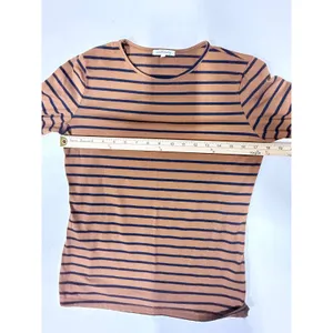 andthewhy Brown Black Striped Long Sleeve Ruffle Bell Sleeve Top Womens Small thumbnail 5