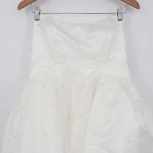 Showpo Cailene Ivory Strapless Pearl Mini Dress with Bow Train Size 12 thumbnail 3
