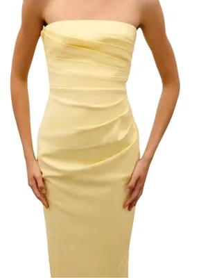 NWT Shona Joy Lani Strapless Draped Maxi Dress Lemonade Size 6 thumbnail 12