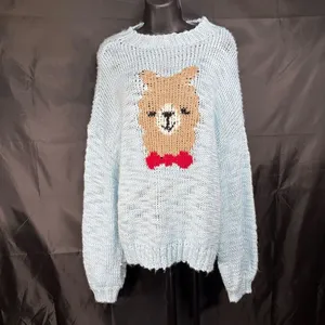 Make + Model Light Blue Sweater with Alpaca Design L over side Size L thumbnail 2