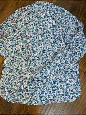 Ralph Lauren ditsy floral Pink Blue button-down shirt Size Large 100% Cotton thumbnail 4