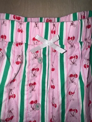 Peach Love California Pink Cherry Stripe Sleep Shorts thumbnail 2