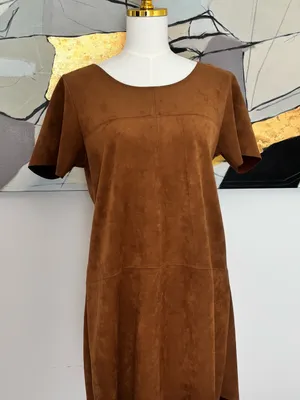 Ivy & Leo Classic Brown Suede-Effect Midi Dress thumbnail 1