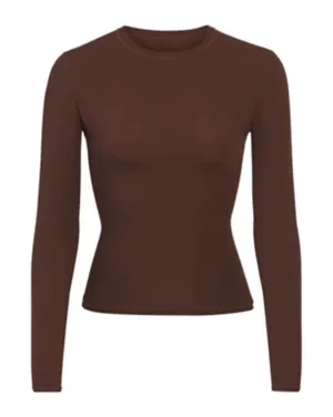 NWOT Skims Fits Everybody Long Sleeve T-Shirt in Cocoa thumbnail 1