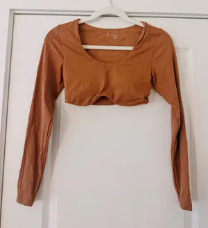 Aerie Burnt Orange/Brown Long Sleeve Top thumbnail 1