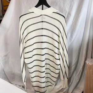 Abercrombie womens long open cardigan white gray stripe. Size S. fall, winter thumbnail 6