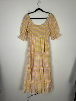 Pink City Prints Cindy Gingham Maxi Dress Women’s Sz S thumbnail 2