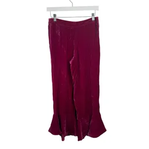 Trina Turk Velvet Silk Blend Flare Ruffle Capri Pants Preppy Retro Boho Womens 0 thumbnail 2