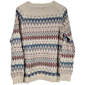 FATE Southwest Geometric Fair Isle‎ Sweater Cream Multi Wool Blend XL FW13039SF thumbnail 2
