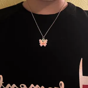 Sterling Silver Pink Butterfly Necklace thumbnail 5
