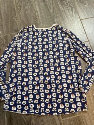 Vintage Roller Rabbit blue Long-Sleeve lounge top Polar Bear Faces size small thumbnail 6