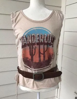 Vintage leather twisted tooled belt thumbnail 1