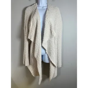 POL Women Cream Popcorn Knit Open Front Draped Cardigan‎ Sweater BST573 Large thumbnail 2