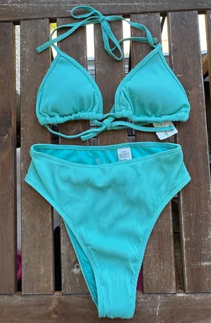 NWT Hollister Ribbed Bikini Set - Turquoise - XS/XS thumbnail 1