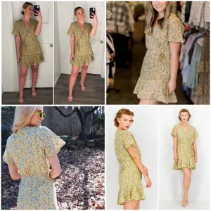 BB Dakota Big Flirt Energy Floral Ruched Detail Dress in Sunflower thumbnail 5