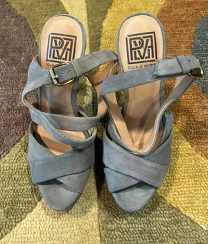 Pour La Victoire Hiro Grey Suede Criss Cross High Heels Sandals Women’s Size 6 thumbnail 2