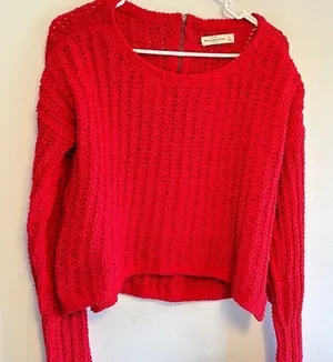 Abercrombie & Fitch SZ L Womens Bright Red‎ Open Weave thumbnail 1